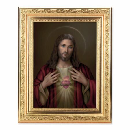 Sacred Heart of Jesus Antique Gold Framed Art