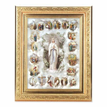 20 Mysteries of the Rosary Antique Gold Framed Art
