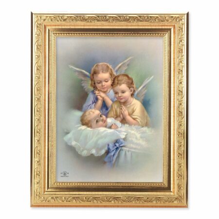 Guardian Angels Antique Gold Framed Art