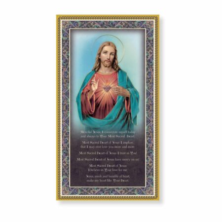 Sacred Heart of Jesus Gold Foil Wood Plaque