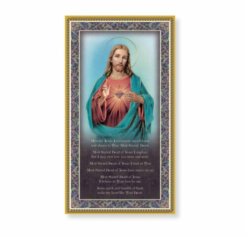 Sacred Heart of Jesus Gold Foil Wood Plaque