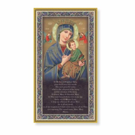 Our Lady of Perpetual Help Gold Foil Wood Plaque