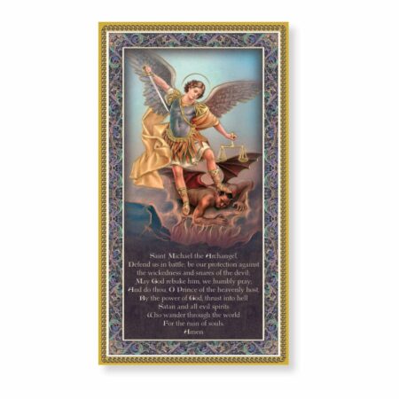 St. Michael Gold Foil Wood Plaque