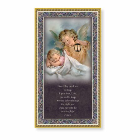 Guardian Angel with a Lantern Gold Foil Wood Plaque