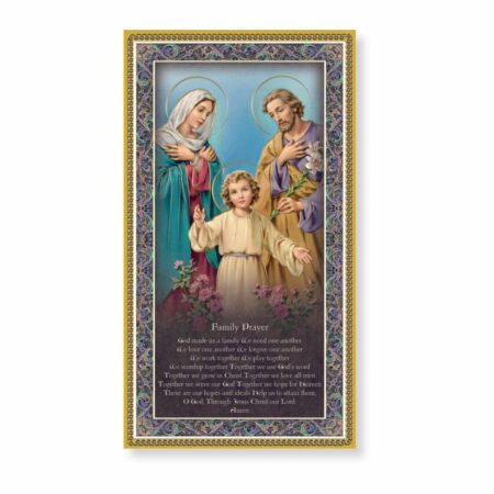 Holy Family Gold Foil Wood Plaque