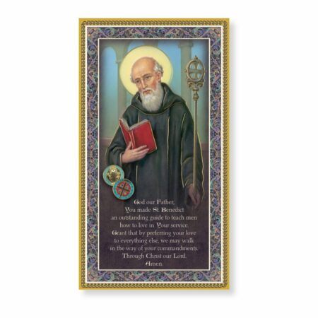 St. Benedict Gold Foil Wood Plaque