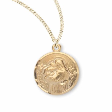 Saint Anthony Round Gold Over Sterling Silver Medal