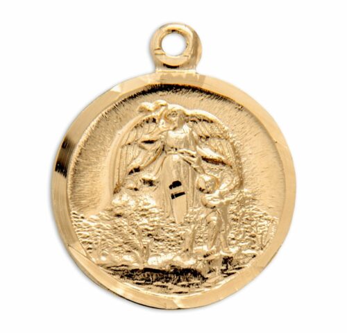 Gold Over Sterling Silver Guardian Angel Medal - Image 2