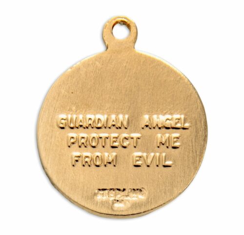 Gold Over Sterling Silver Guardian Angel Medal - Image 3