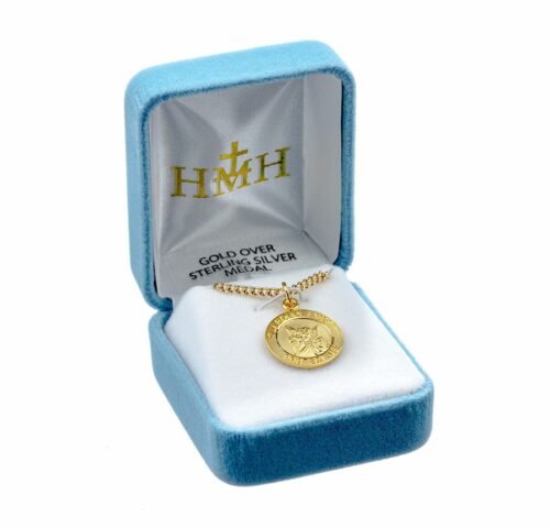 Guardian Angel Round Gold Over Sterling Silver Medal - Image 4