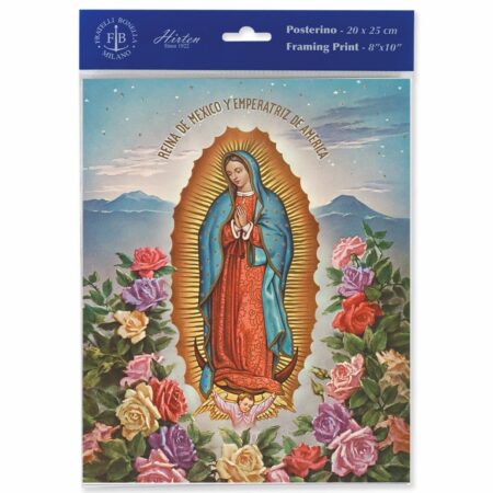 Our Lady of Guadalupe with Roses Framing Print by Fratelli Bonella – 8" x 10" – Made in Italy – Pack of 3