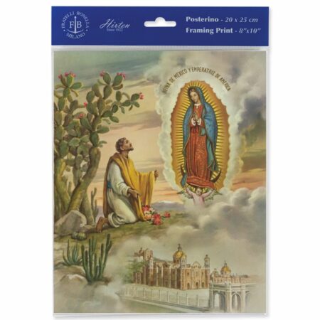 Our Lady of Guadalupe with Saint Diego Framing Print by Fratelli Bonella – 8" x 10" – Made in Italy – Pack of 3