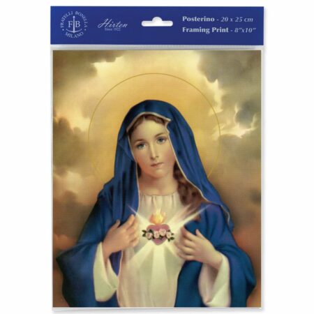 Immaculate Heart of Mary Devotional Framing Print – 8" x 10" – Milan Italy – 3-Pack