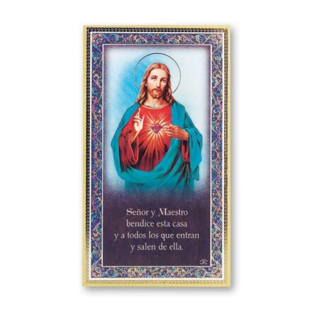 Sacred Heart of Jesus (Spanish) Gold Foil Wood Plaque