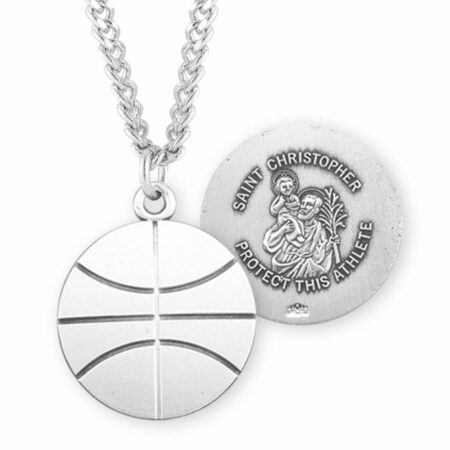 Saint Christopher Sterling Silver Basketball Athlete Medal