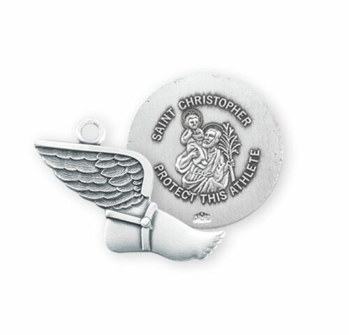 Saint Christopher Sterling Silver Track Athlete Medal - Image 2