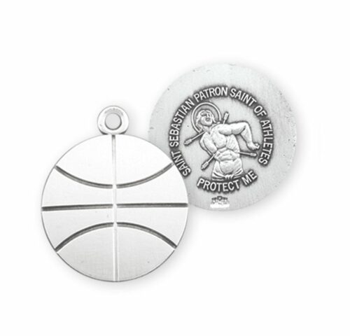 Saint Sebastian Sterling Silver Basketball Athlete Medal - Image 2