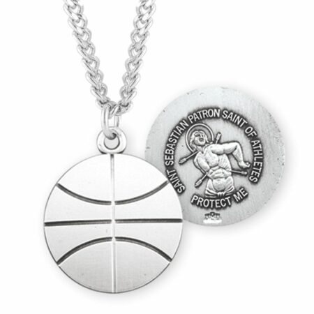 Saint Sebastian Sterling Silver Basketball Athlete Medal
