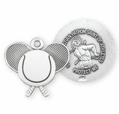 Saint Sebastian Sterling Silver Tennis Athlete Medal - Image 2