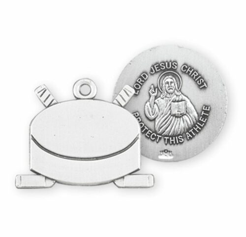 Lord Jesus Christ Sterling Silver Hockey Athlete Medal - Image 2