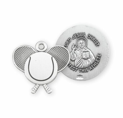 Lord Jesus Christ Sterling Silver Tennis Athlete Medal - Image 2