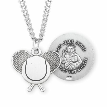 Lord Jesus Christ Sterling Silver Tennis Athlete Medal