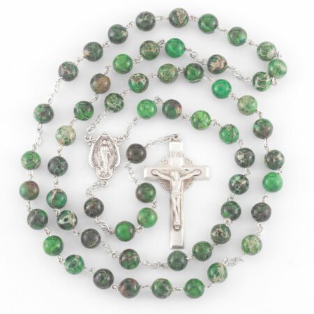 Genuine Imperial Jasper Sterling Rosary