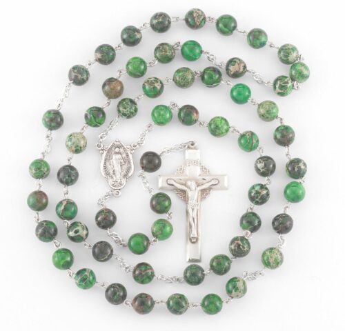 Genuine Imperial Jasper Sterling Rosary