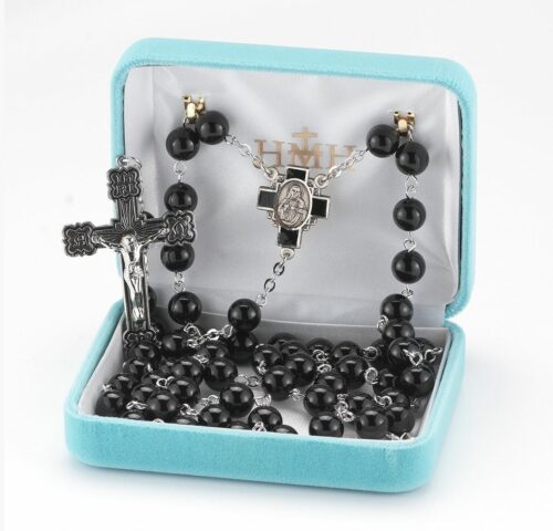 Genuine Onyx Sterling Silver Rosary - Image 2