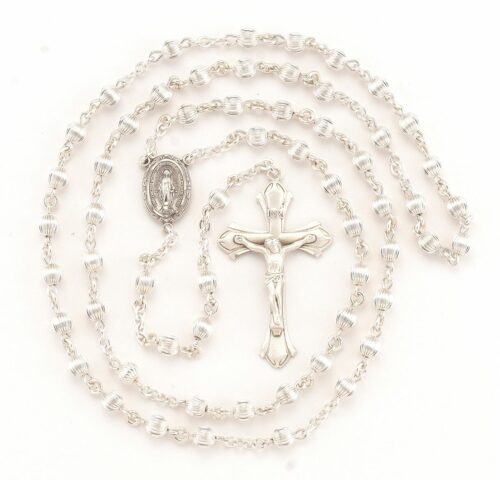 Straight Corrugated Sterling Silver Rosary - Image 2
