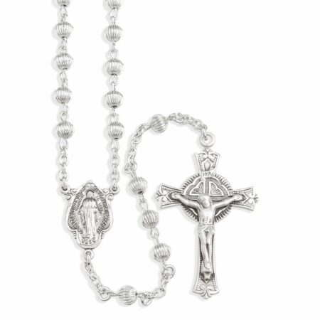 Straight Corrugated Sterling Silver Rosary
