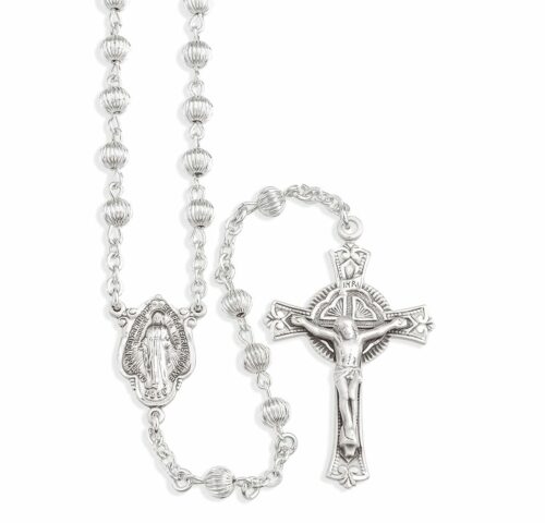 Straight Corrugated Sterling Silver Rosary