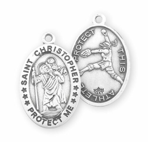 Saint Christopher Oval Sterling Silver Female Softball Athlete Medal - Image 2