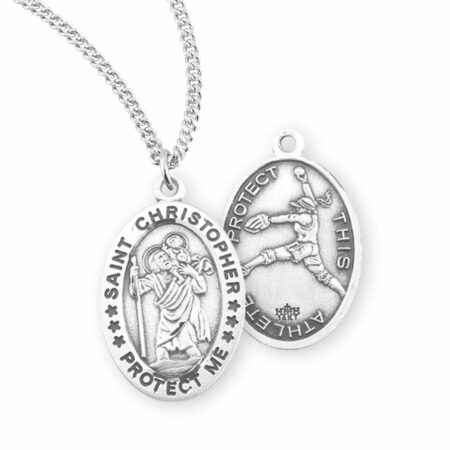 Saint Christopher Oval Sterling Silver Female Softball Athlete Medal