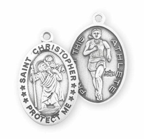 Saint Christopher Oval Sterling Silver Female Track Athlete Medal - Image 2