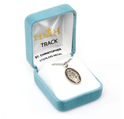 Saint Christopher Oval Sterling Silver Female Track Athlete Medal - Image 3