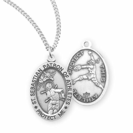 Saint Sebastian Oval Sterling Silver Female Softball Athlete Medal
