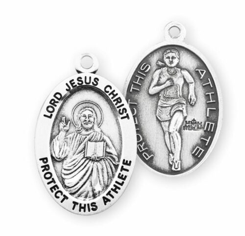 Lord Jesus Christ Oval Sterling Silver Female Track Athlete Medal - Image 2