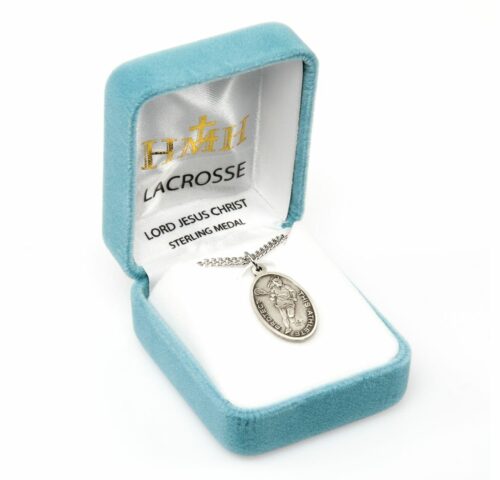 Lord Jesus Christ Oval Sterling Silver Female Lacrosse Athlete Medal - Image 3