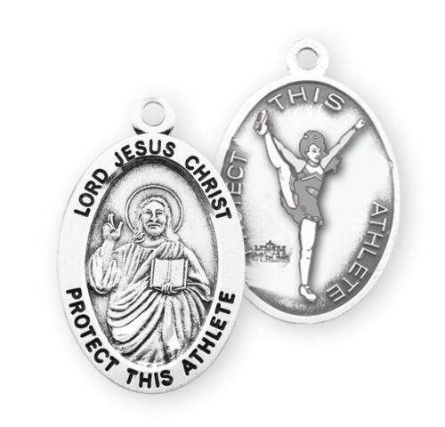 Lord Jesus Christ Oval Sterling Silver Female Cheer Athlete Medal - Image 2