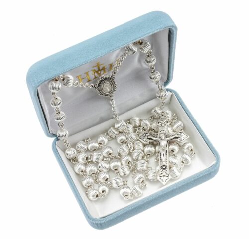 Straight Corrugated Sterling Silver Rosary - Image 2