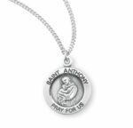 Patron Saint Anthony Round Sterling Silver Medal