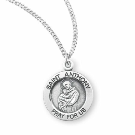 Patron Saint Anthony Round Sterling Silver Medal