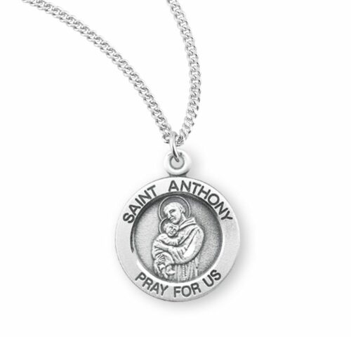 Patron Saint Anthony Round Sterling Silver Medal