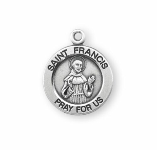Patron Saint Francis of Assisi Round Sterling Silver Medal - Image 2