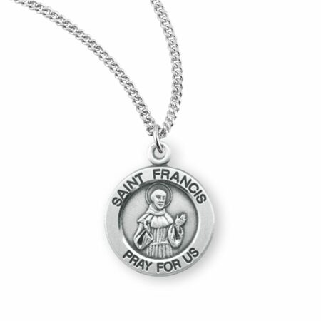 Patron Saint Francis of Assisi Round Sterling Silver Medal