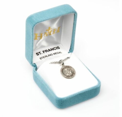 Patron Saint Francis of Assisi Round Sterling Silver Medal - Image 4