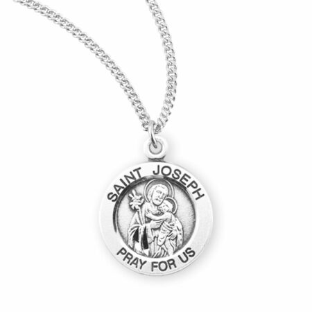 Patron Saint Joseph Round Sterling Silver Medal