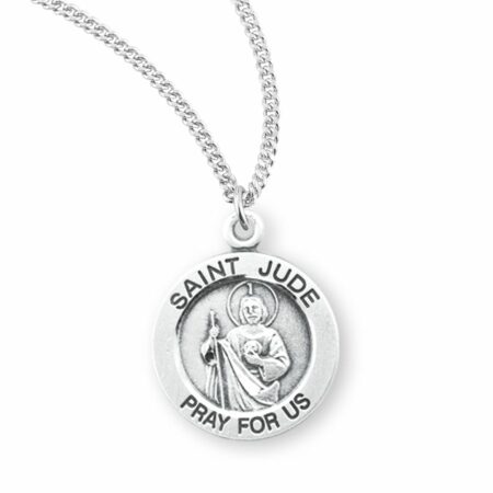 Patron Saint Jude Round Sterling Silver Medal