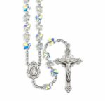 Sterling Silver Rosary Hand Made with 6mm Swarovski Crystal 6mm Aurora Borealis Butterfly Beads by HMH